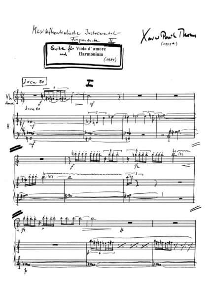 Manuskriptseite: xpt 94 Suite für Viola d' amore und Harmonium von Xaver Paul Thoma