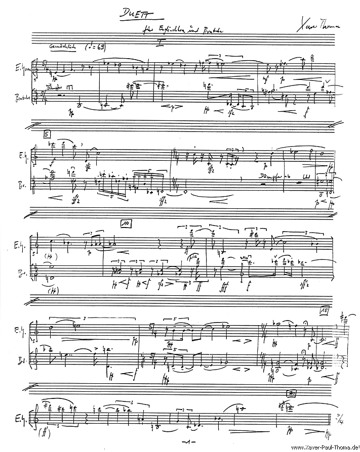 Manuskript: xpt 072. DUETT für Englisch-Horn und Bratsche von Xaver Paul Thoma