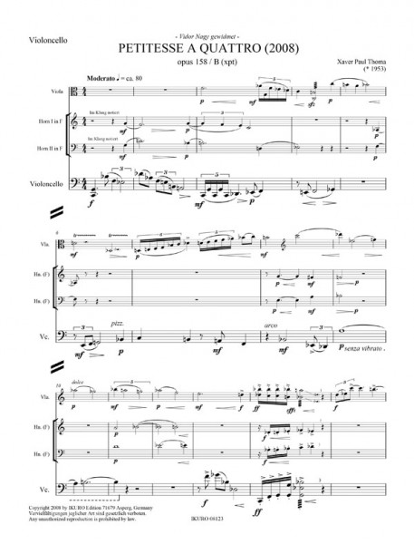 xpt158B Petitesse Quattro, Quartett für Bratsche,Hörner, Celli