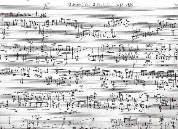 Ausschnitt der Handschrift: xpt 185 - Drei Duos für zwei Bratschen von Xaver Paul Thoma