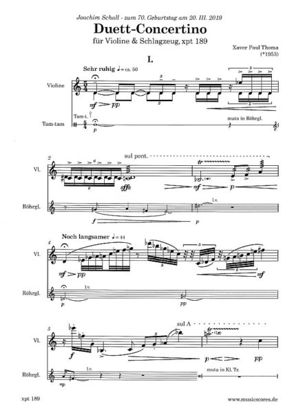 Partiturseite: xpt 189 - Duett Concertino für Violine und Schlagzeug von Xaver Paul Thoma
