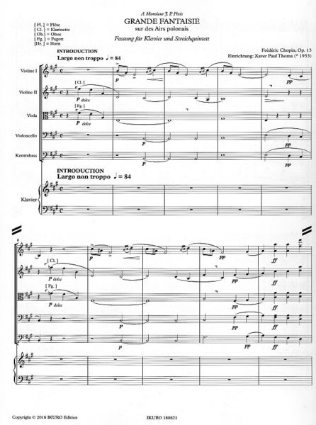 Partiturseite 1: xpt 190 - GRANDE FANTAISIE für Klavier und Streichquintett von Xaver Paul Thoma